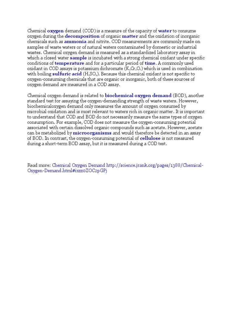 Understanding Chemical Oxygen Demand (COD) | PDF