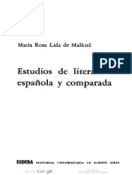 Lida de Malkiel Maria Rosa - Estudios de Literatura Española Y Comparada