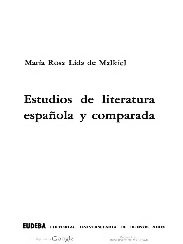 Lida de Malkiel Maria Rosa - Estudios de Literatura EspaÃ±ola Y Comparada |  PDF | Papa | Edades medias