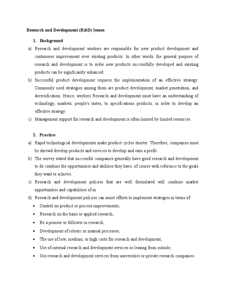 R&D Strategy and Management Issues | PDF | Research And Development ...