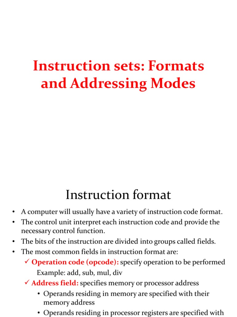 Instruction sets formats and addressing modes descargar gratis pdf