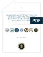 A Dministr Ation'S W Hite Paper On Intellect Ual Propert Y Enforcement Legislativ E R Ecommendations