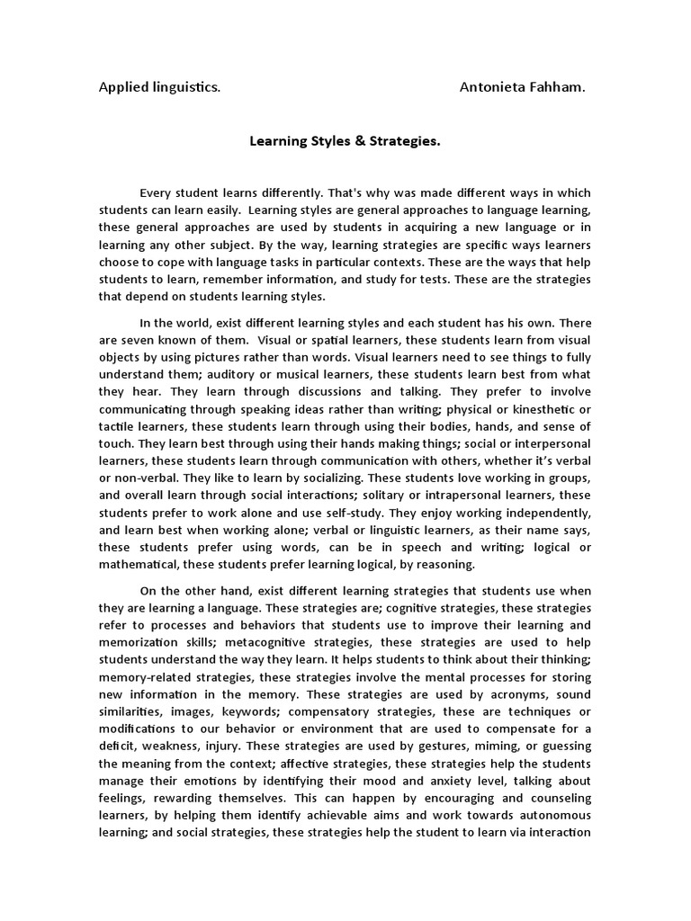 Understanding Learning Styles And Strategies A Guide To Maximizing