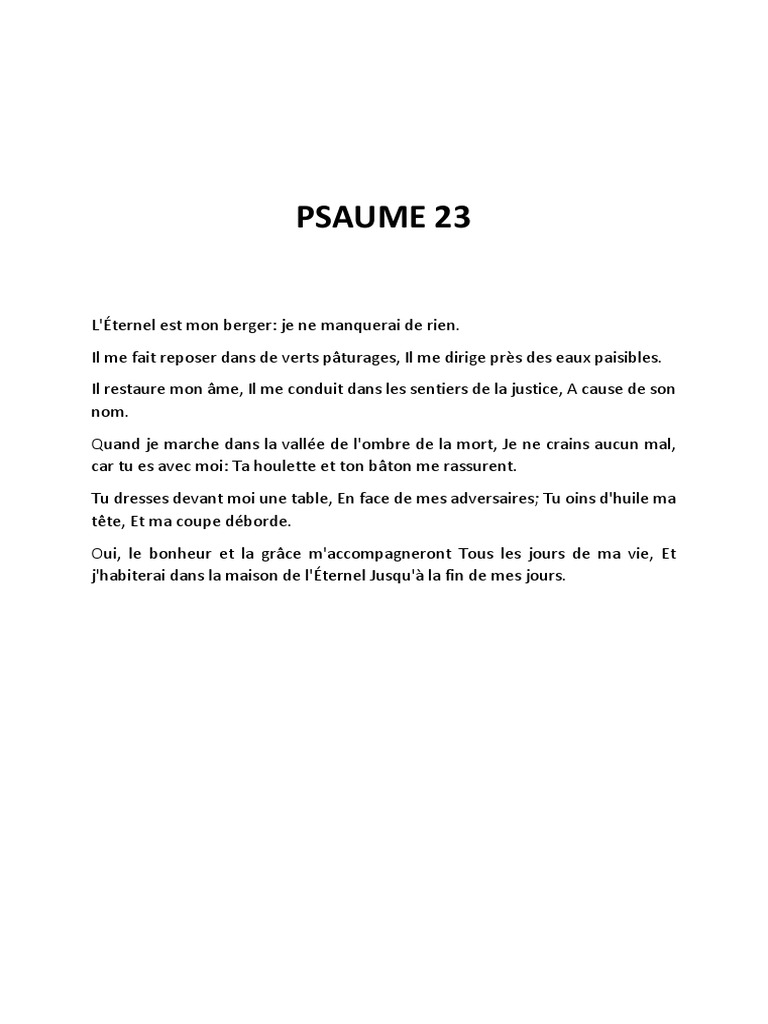 Psaume 23 : Confiance et réconfort | PDF | Religion et spiritualité