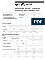 Claim Form For Personal Accident Insurance: (The Issuance of This Form Is Not To Be Taken As An Admission of Liability)