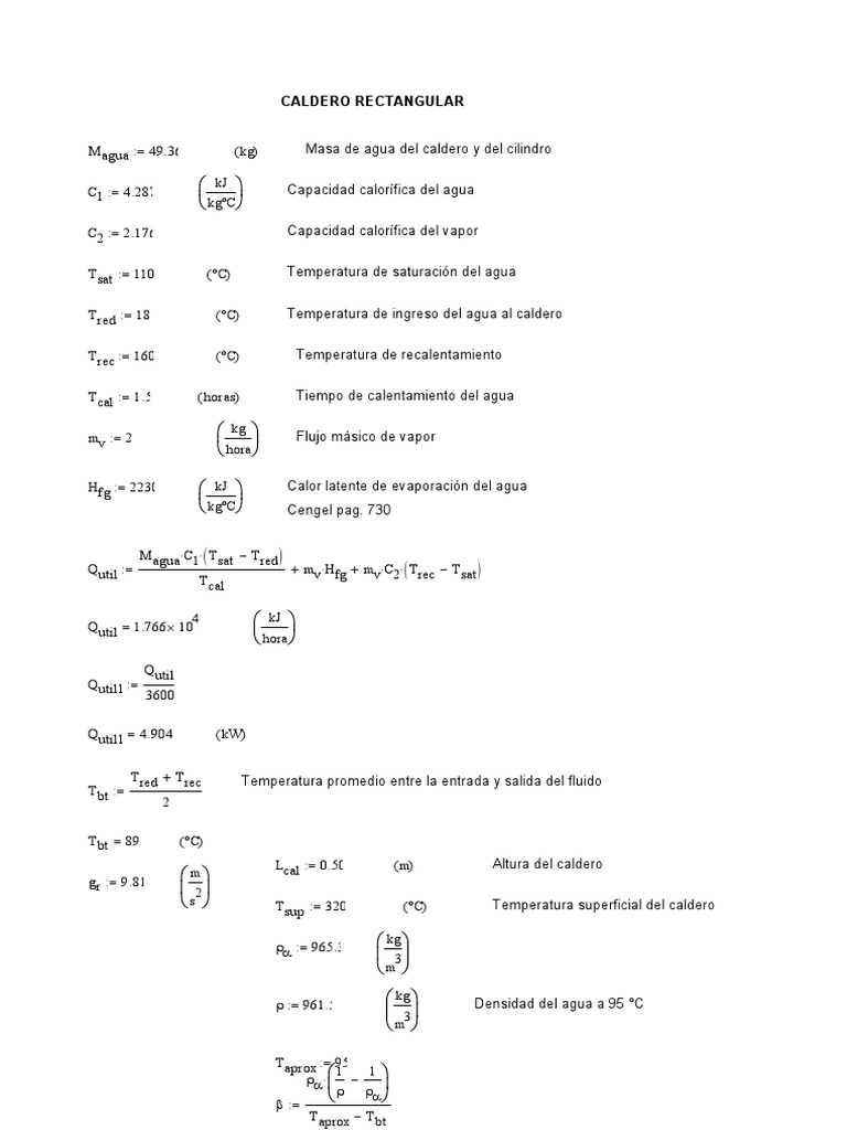 Calculo Caldero | PDF | Fenómenos de transporte | Agua