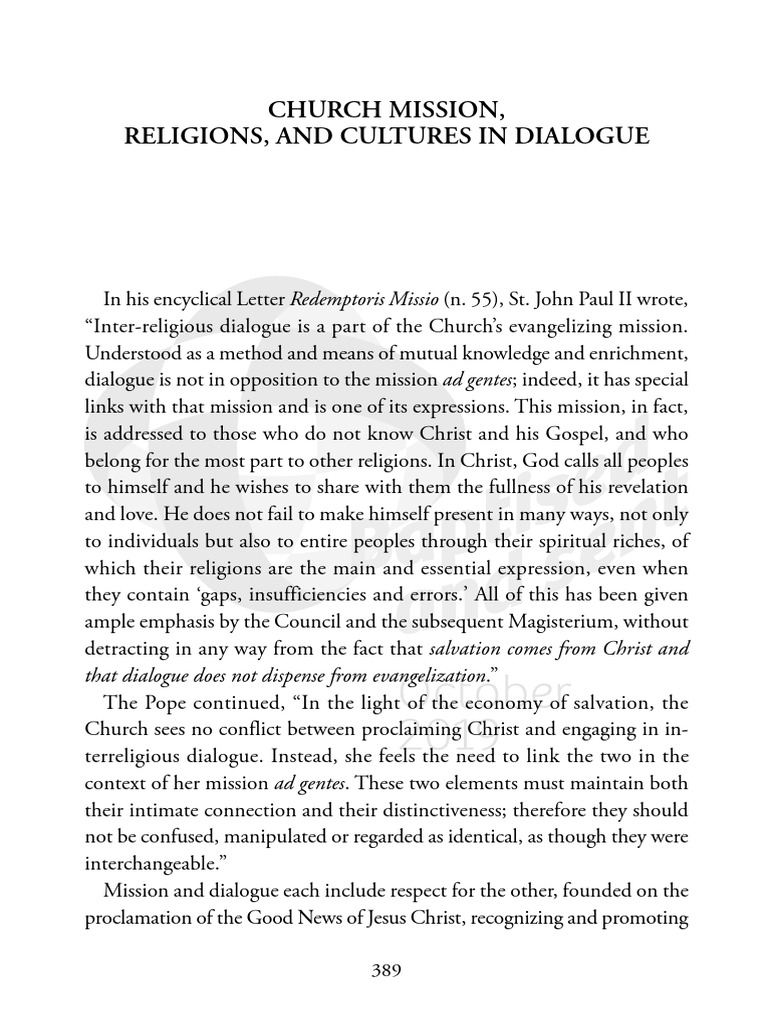 Church Mission and Interreligious Dialogue | PDF | Interfaith Dialogue ...