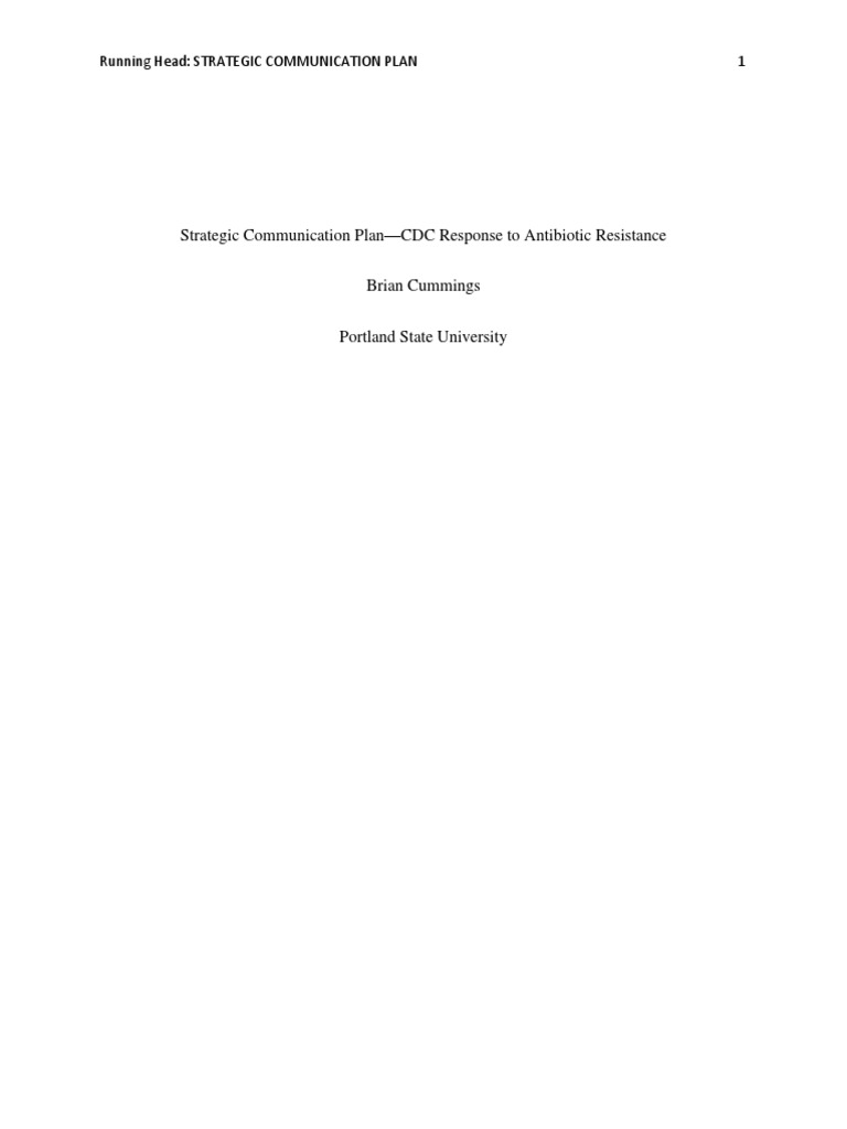 Strategic Communication Plan | PDF | Antimicrobial Resistance | Centers ...