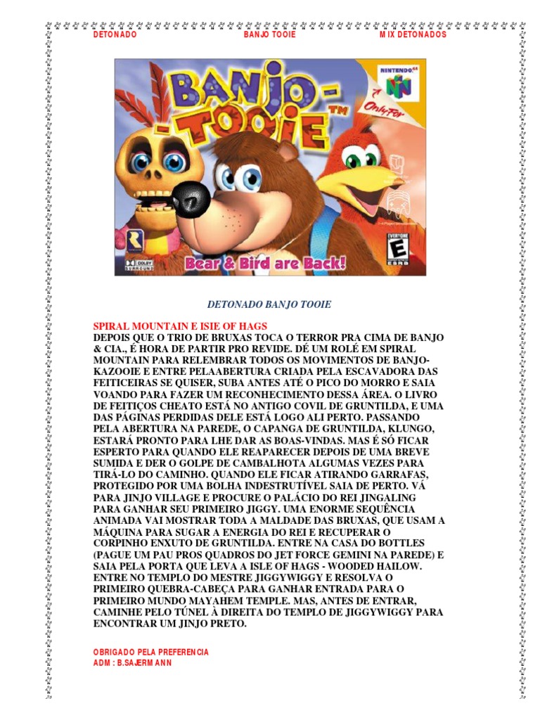 Revista Detonado Banjo Kazooie Nintendo