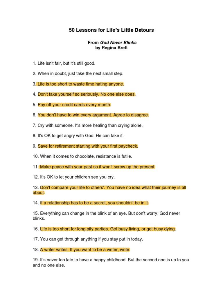 Life Lessons | PDF