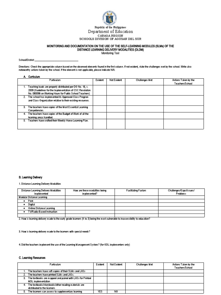 ADM Monitoring Tool for SLMs | PDF | Distance Education | Learning