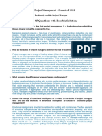 Tutorial 05 Questions With Possible Solutions: IS333: Project Management - Semester I 2021