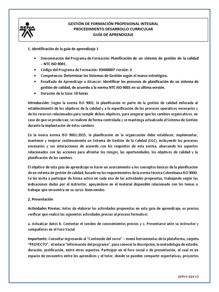 Guía para Planificación ISO 9001 | PDF | Gestión de la calidad | Iso 9000