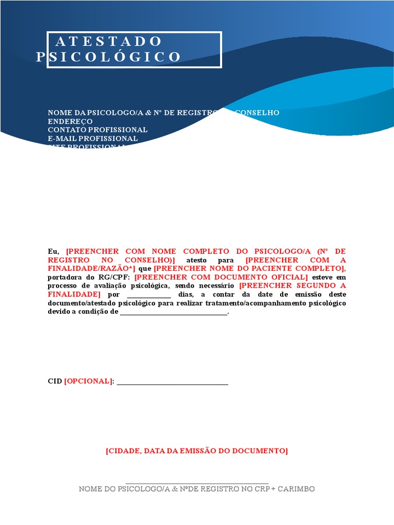 Exemplo de Atestado Psicológico | PDF