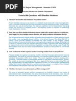 Tutorial 06 Questions With Possible Solutions: IS333: Project Management - Semester I 2021