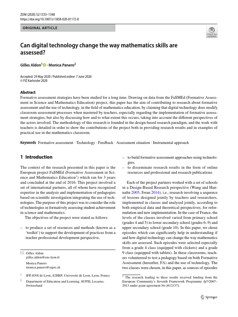 Can Digital Technology Change The Way Mathematics Skills Are Assessed ...