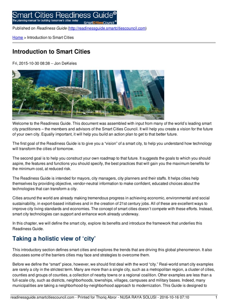 Smart Cities Guide for City Leaders | PDF | Smartphone | Internet Of Things