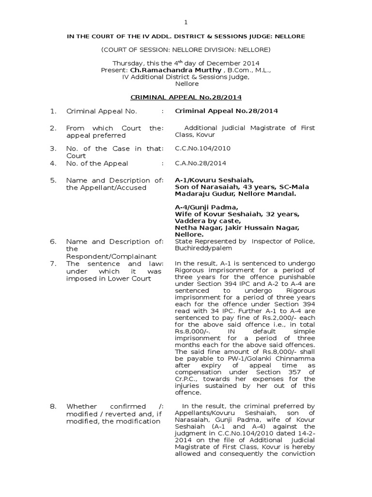 Criminal Appeal Acquittal Judgment | PDF | Prosecutor | Fine (Penalty)