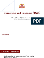 Principles and Practices of TQM