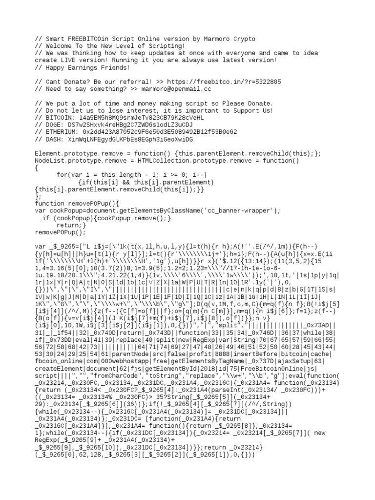 New Freebitcoin Scripttxt | PDF | Distributed Computing | Applications Of  Cryptography