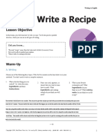 How To Write A Recipe: Lesson Objective