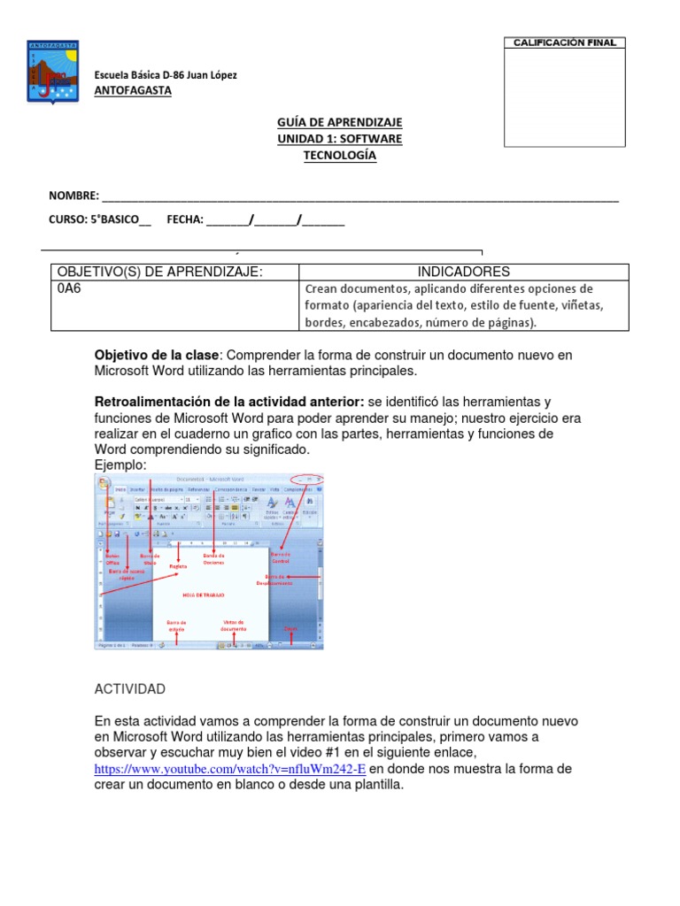 Guía 2 de Tecnología 6° | PDF | Microsoft Word | Informática