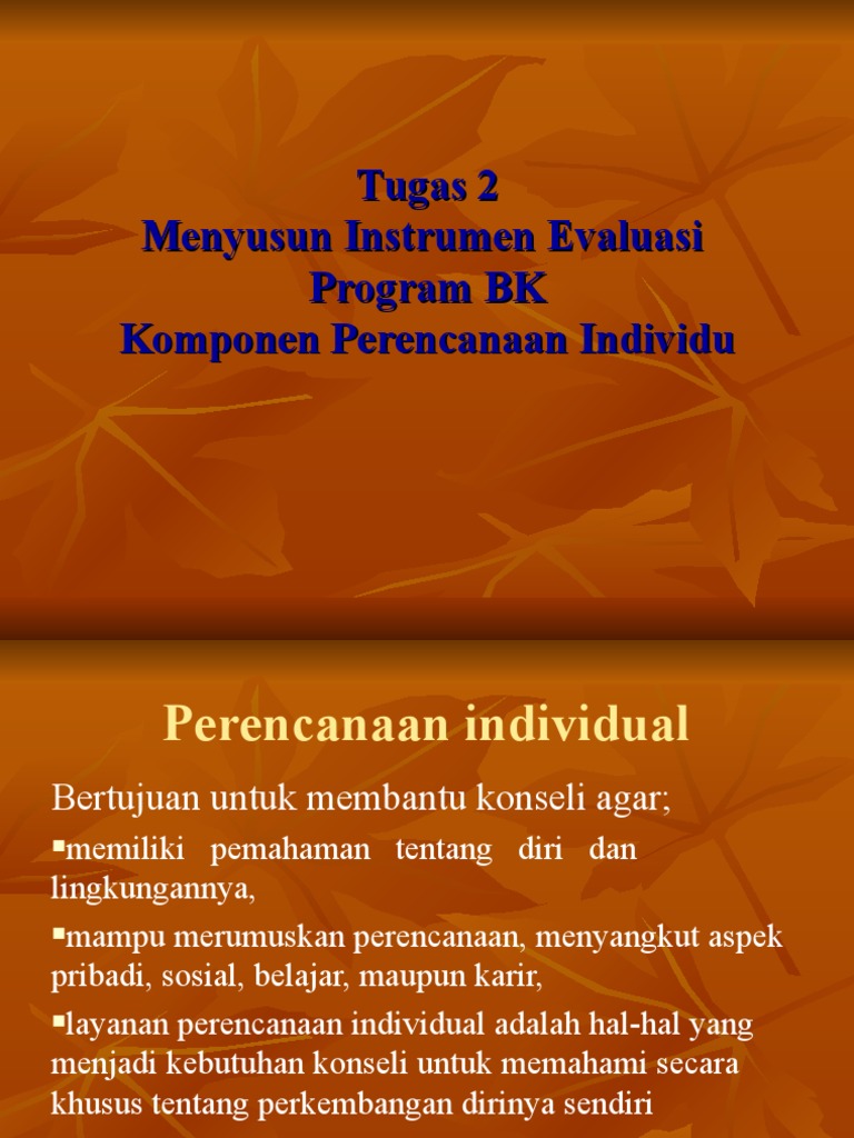 Evaluasi Pertemuan Ke 10 Tugas 2 Instrumen Perencanaan Individu | PDF ...