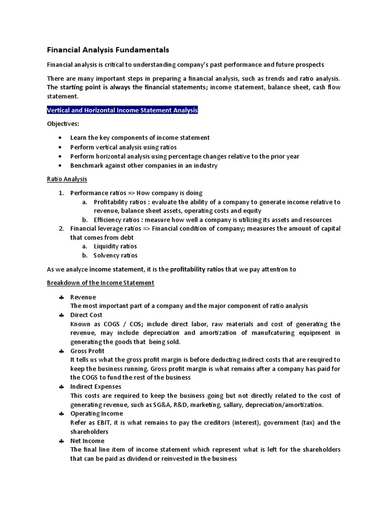 FINANCIAL ANALYSIS FUNDAMENTALS PDF intelligence overview
