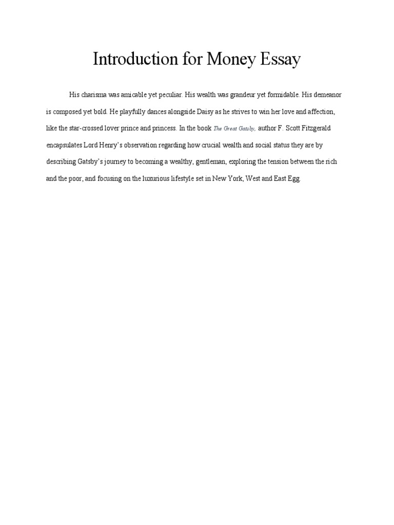 Introduction For Money Essay | PDF | General Fiction