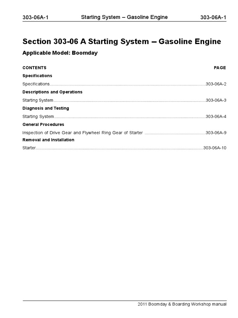 303-06A Starting System - Gasoline Engine | PDF | Ignition System | Relay