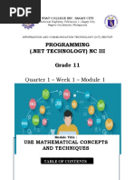 Programming Grade 11: Quarter 1 - Week 1 - Module 1