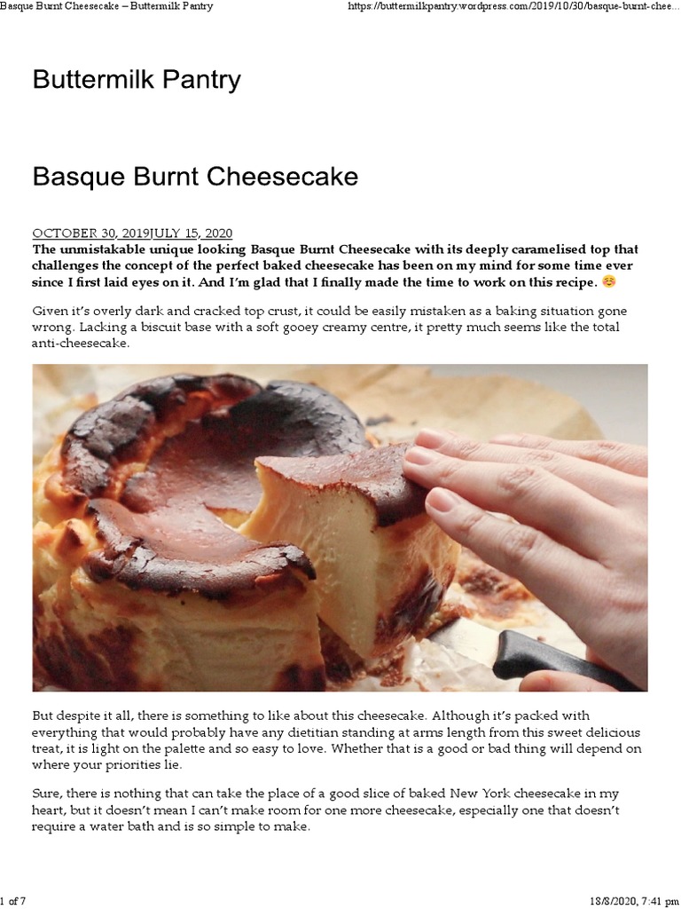 Basque Burnt Cheesecake Buttermilk Pantry PDF Cheesecake Cakes