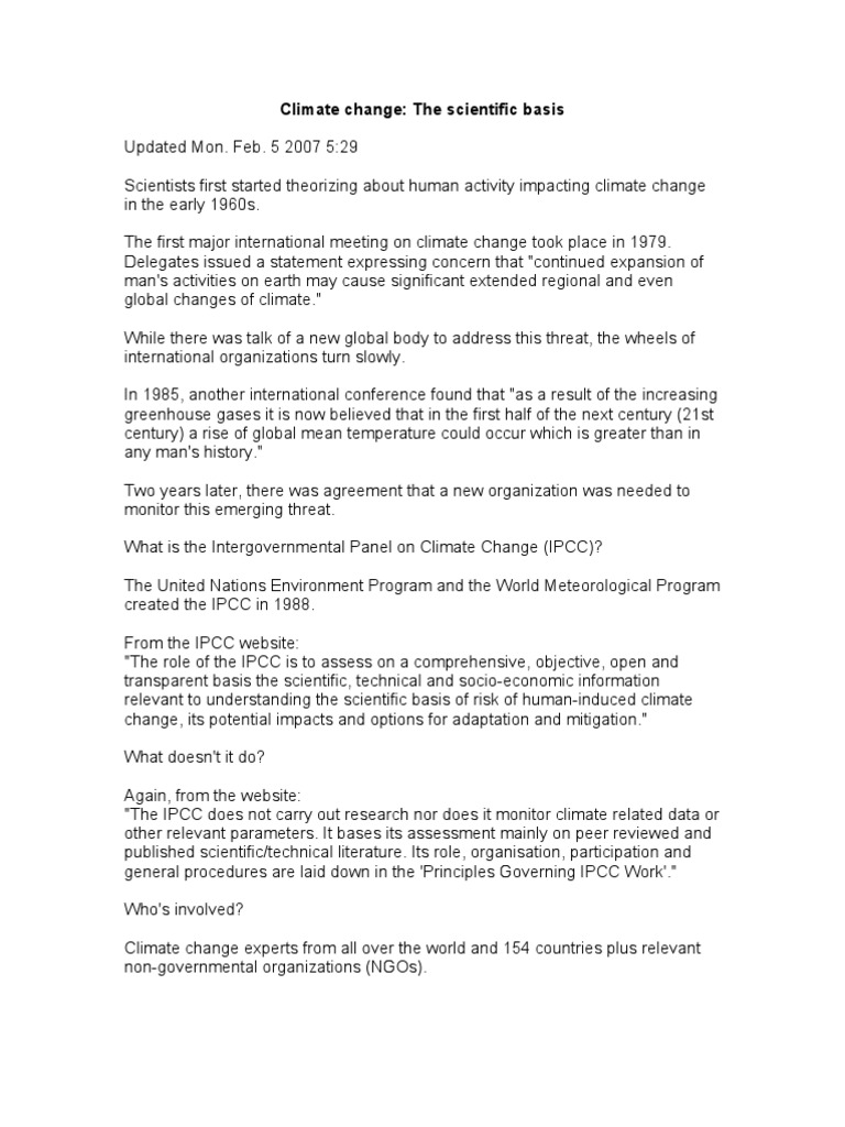 Climate Change-The Scientific Basis | PDF | Intergovernmental Panel On ...
