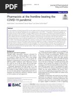 Pharmacists at The Frontline Beating The COVID-19 Pandemic: Editorial Open Access