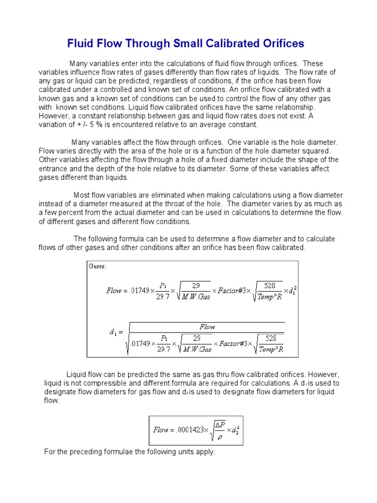 Calibrating Fluid Flow Through Orifices | PDF | Flow Measurement ...