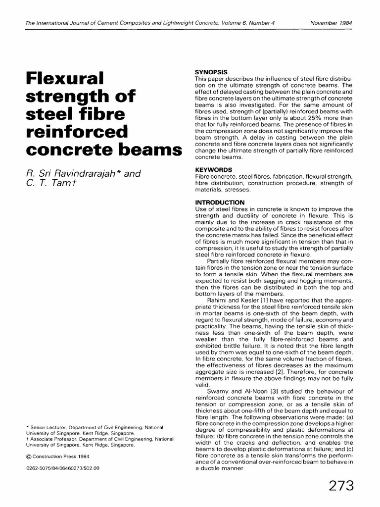 Flexural Strength of Steel Fibre Reinforced Concrete Beams | PDF ...