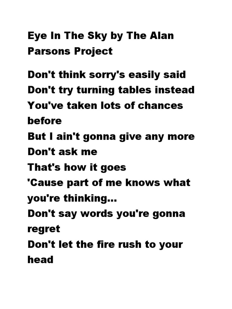 EYE in The SKY by The Alan Parsons Project PDF