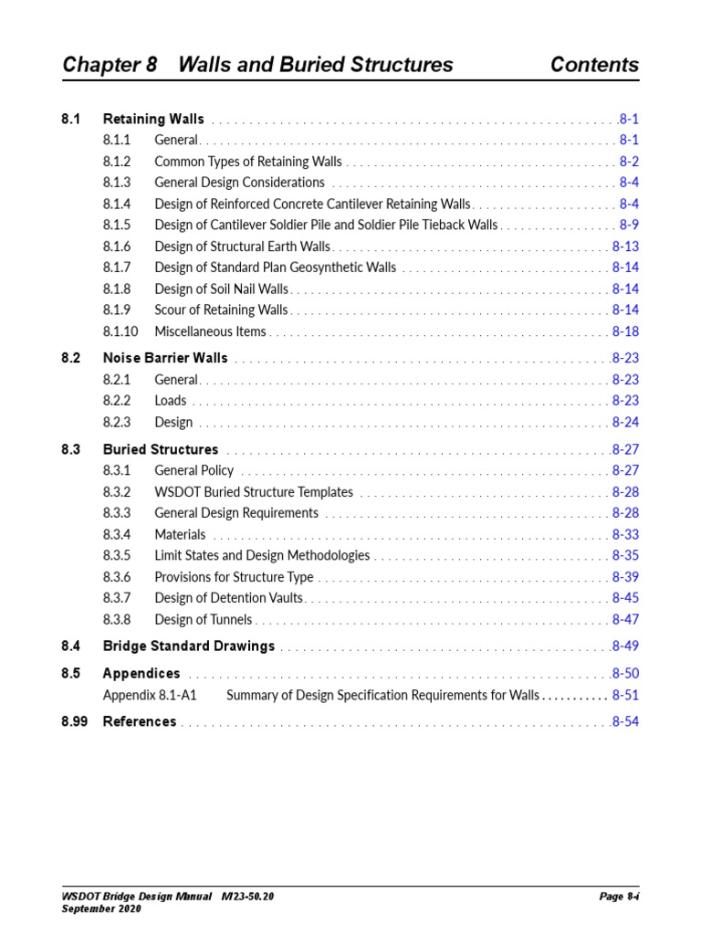 Chapter 8 Walls and Buried Structures WSDOT Bridge Design Manual M 23