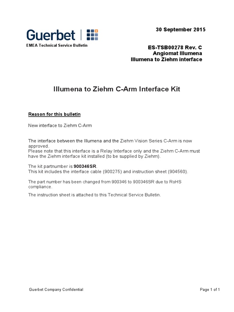 Es tsb00278 illumena to ziehm c arm interface kit pdf physical
