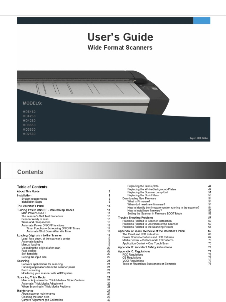 User's Guide: Wide Format Scanners | PDF | Image Scanner | Electrical ...