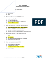 QUIZ Answer Key Introduction To Robotics: Part 1