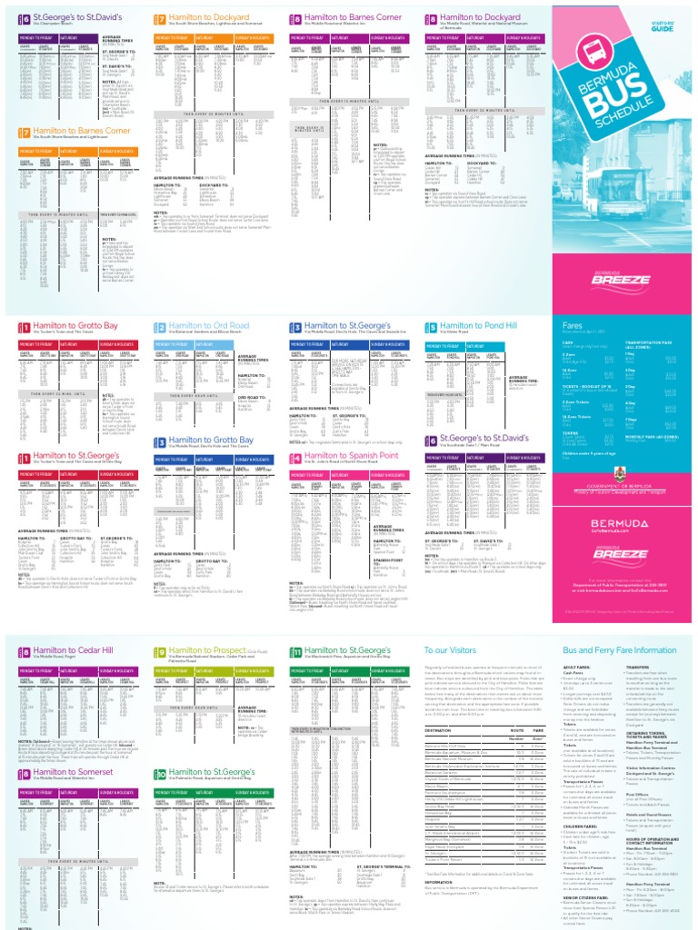 Bermuda Bus Schedule PDF Transport Business