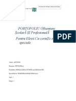 Portofoliu Orientare Scolara Și Profesionala Pentru Copii Cu Cerinte Speciale Antochi Petronela Anul 3 Grupa 1