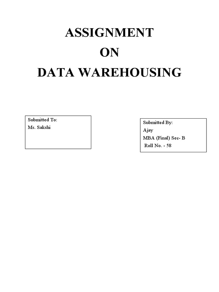 Assignment Data Warehousing (Ajay - 58) | PDF