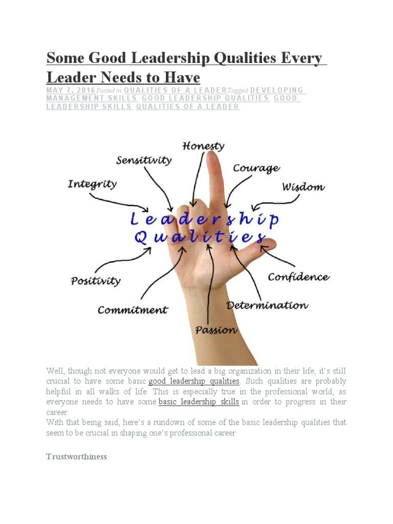 Some Good Leadership Qualities Every Leader Needs To Have | PDF ...