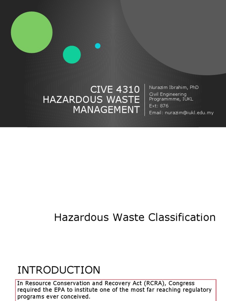 A Comprehensive Overview of Hazardous Waste Classification Under the