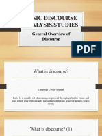 Basic Discourse Analysis/Studies: General Overview of Discourse