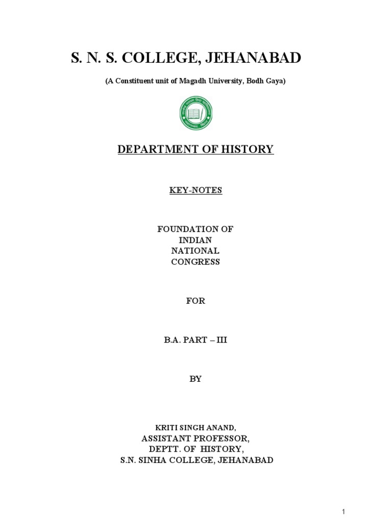 Foundation of Indian National Congress | PDF | British Raj | Indian ...