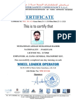 Certificate Wheel Loader Opt