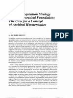 Records Acquisition Strategy and Its Theoretical Foundation: The Case For A Concept of Archival Hermeneutics